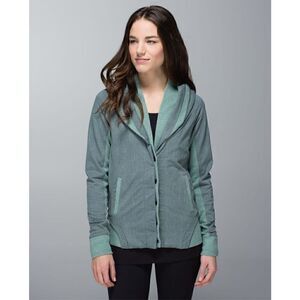 Lululemon To Class Heathered Grey Double Collar Button-Down Jacket Size 10